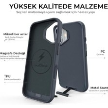 Esmo Home Bix 16 Plus Magsafe Kılıf Stand Özellikli 3x Korumalı Mikro Fiber Iç Yüzey Lacivert