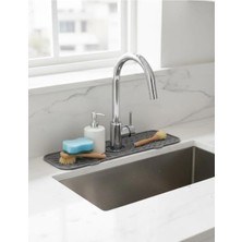 Esmo Home Silikon Lavabo Matı, Mutfak ve Banyo Evye Çevresi Organizeri, Gri