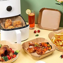 Esmo Home Lirazon Airfryer Pişirme Kağıdı 50 Adet Kare Fırın Tepsisi Yanmaz Yapışmaz Gıda Parşömeni Sıcak Hava Fritözü Aksesuarı