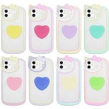 Esmo Home 11 Uyumlu Kedi Figürlü Transparan Pop Soketli Ritmik Kılıf-Pembe