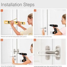 Esmo Home Güvenlik Kapı Kilidi, Kalın Alüminyum Alaşımlı Sürgülü Kilit, Içe Açılan Kapılar Için Ev Güçlendirme Kilidi, Ev, Otel ve Apartmanlar Için Güvenlik Mandalı