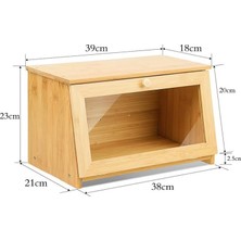 Esmo Home Promosyonca Bambu Ekmek Kutusu, Doğal Bambu Malzeme, Yuvarlak Saplı, 39X23X18 cm