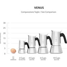 Esmo Home Bialetti - Venus: 2 Cups Ocak Üstü Espresso Pişirici - 85ML - Kahverengi, Gümüş Renk - Paslanmaz Çelik Gövde - Patentli Güvenlik Valfi - Tüm Ocak Türleri Için Uygundur (Indüksiyon Hariç)