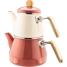 Esmo Home Bambum Lumino Bambu Kulplu Emaye Çaydanlık Takımı Pembe