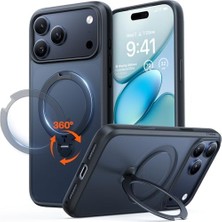 Esmo Home Q3 360 Spin 17 Pro Kılıf Manyetik Stand, ile Uyumlu, Askeri Sınıf Koruma, Kamera Kontrolü, Dahili Kickstand 17 Pro Telefon Kılıfı 6,3 Inç, Siyah