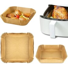 Esmo Home Bybaby Airfryer Pişirme Kâğıdı, Fritöz Yağlı Kağıdı, Yanmaz Kağıt 25 Adet (Kare)