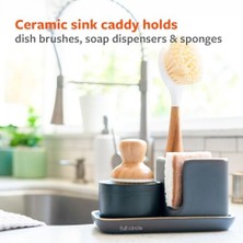 Esmo Home Tam Daire Mutfak Lavabo Aksesuarları, Seramik, Gri ve Beyaz, 1 Adet (1 Paket)