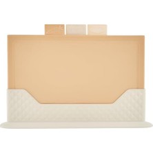 Esmo Home Moi Coffy 4 Parça Plastik Kesme Tahtası Seti + Stand – Renkli, Hijyenik, Kaymaz 3 Adet Gıda Hazırlama Tahtası – 31X20 cm Sebze Et Balık Kesim Tahtası – Mutfak Düzenleyici Organizer