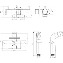 Esmo Home Spiralli Taharet El Duşu Askılı Çiftli Ara Musluk SET101-2