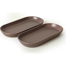 Esmo Home Keramika Mat Açık Taupe Noyan Kayık Tabak 2 Adet 26 cm 958