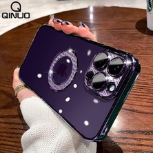 Esmo Home 14 Pro ile Uyumlu Kılıf Prıltılı Çıkartılabilir Kamera Lens Korumalı Kapak Derin Mor