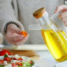 Esmo Home Yağdanlık Bambu Kapaklı Borosilikat Cam Yağlık Tezgah Üstü Zeytinyağ Şişesi Pratik Nar Ekşisi Nerdek Şişesi 900 ml