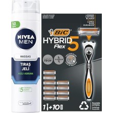 Esmo Home Men Hassas Tıraş Jeli 200 Ml+ Bıc 5 Hybrid Tıraş Bıçağı Seti 1 Gövde + 10 Yedek Başlık 5 Bıçaklı Erkek Tıraş Bıçağı