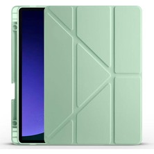 Yenibağ Samsung Galaxy Tab S9 ile Uyumlu Kılıf Tri Folding Silikon Kalem Bölmeli Katlanabilir Standlı Pu Deri Yumuşak Kapak, Tablet Kılıfı [kalem Alanı, Akıllı Kapak, Uyku Modlu] - Açık Yeşil