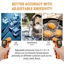 Esmo Home TP30 Kızılötesi Lazer Termometre Tabancası, -50°c ile 550°C Temassız Yüzey Sıcaklık Ölçer, Ayarlanabilir Emissivity (Sanayi Tipi)
