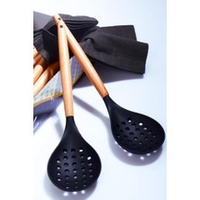 Esmo Home Porselen Diyarı Bambu Saplı Silikon Kevgir Siyah No Color