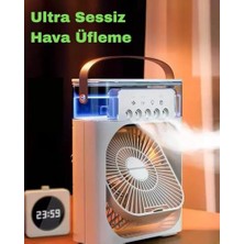 Esmo Home Hava Soğutucu Vantilatör - Haki - 7 Renk LED Işıklı Mini Hava Soğutucu, Buharlı Nemlendirici, Parfüm Hazneli, Zaman Ayarlı, Taşınabilir USB Fan (Ev & Ofis Için)