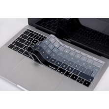 Yenibağ Silikon Klavye Koruyucu MacBook Pro 13 Inç ve MacBook 12 Inç Uyumlu | Türkçe Q Baskılı | Uk Ters L Enter (Iso) | Renkli | Ultra Ince Yıkanabilir Siyah Gri