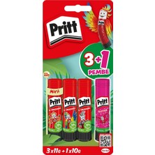 Yenibağ Stick Yapıştırıcı, 3+1 Pembe, Güvenli ve Çocuk Dostu El Işi Yapıştırıcısı, Hızlı ve Pratik Yapıştıran Okul ve Ofis Malzemesi, 3X11G+1X10G Pritt Stick Yapıştırıcı