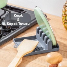 Esmo Home Porsima Org-85 Kaşık ve Kapak Tutucu - Kapak Standı Kaşık Kepçe Altlığı Düzenleyici Organizer - Antrasit