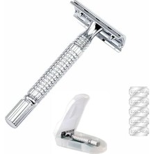 Esmo Home Paslanmaz Çelik Kutulu Manuel Geleneksel Traş Aleti Makinesi 5 Jilet