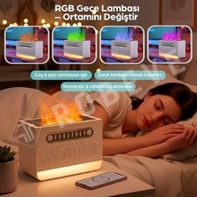 Esmo Home Robeve Alev Efektli Aroma Difüzörü & Hava Nemlendirici – Beyaz Gürültü ve Bluetooth Hoparlörlü – 7 Renk LED Işıklı, Zaman Ayarlı, Sessiz Çalışan Dekoratif Difüzör Buhar Makinesi