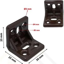 Esmo Home Plastik L Köşe Bağlantı Aparatı, L Plastik Gönye Köşebent Kahverengi 25 Adet