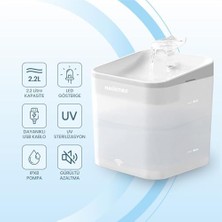 Esmo Home Haustier WF004 Akıllı Kedi Köpek Su Sebili Su Şelalesi Su Pınarı, Uv Su Filtrelemeli - Smart Wifi - Tuya App, Bpa Içermez,ultra Sessiz (Beyaz)