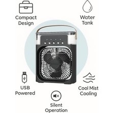 Esmo Home Busstier Soğuk Buharlı Masaüstü Sulu Vantilatör Mini Hava Soğutucu Fan Su Hazneli Taşınabilir Kişisel Klima Sessiz USB Ofis Ev Oda Kullanımına Uygun