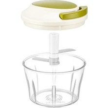 Esmo Home Promosyonca Ipli El Rondosu, Manuel Doğrayıcı, Paslanmaz Çelik Üçlü Bıçak, 700 ml Şeffaf Kase, Ergonomik Tasarım, 13,2 x 13,2 x 11,3 cm (Yeşil)