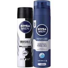 Esmo Home Men Erkek Sprey Deodorant & Invisible Original 48 Saat Anti-Perspirant Koruma 150ML ve Men Protect&care Tıraş Jeli 200ML, Kuru Ciltler Için, Pürüzsüz Tıraş