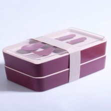 Esmo Home Rotanev 2 Katlı Mikrodalga Uyumlu Yemek Saklama Kabı Beslenme Kutusu Sporcu Öğrenci Okul Işyeri Sefer Tası Mor
