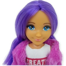 Ronanna Ankiki Moda Ikonu Bebek Figür 13 cm  - Mor Saçlı "great" Stil (Etekli Kombin) (Lisinya)