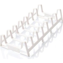 Esmo Home Promosyonca Plastik Çok Amaçlı Tabak Rafı, 6 Bölmeli, Mutfak Düzenleyici (Beyaz)