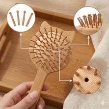 Esmo Home Bambu Kedi Figürlü Saç Tarağı – Doğal Ahşap Antistatik Tarak, Saç Kırılmasını Azaltan Yuvarlatılmış Uçlu, Çocuk ve Yetişkin Kullanımına Uygun