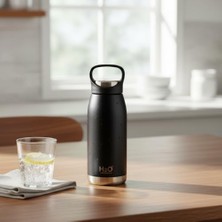 Esmo Home Deconox Siyah Paslanmaz Çelik Termos Matara - 530 ml Kilitli Kapaklı Sızdırmaz Mug - Sıcak ve Soğuk Tutan Spor ve Ofis Termosu