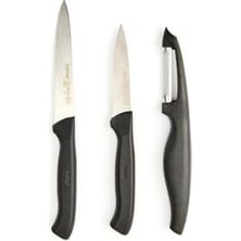 Esmo Home Pirge Pirge Ecco 3'lü Günlük Kullanım Bıçak Soyacak Seti - Siyah