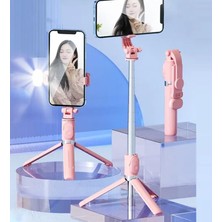 Esmo Home LED Işıklı Selfie Çubuğu Bluetooth Kumandalı Kablosuz Tripot Selfie Monopod Selfie Stick (Pembe)