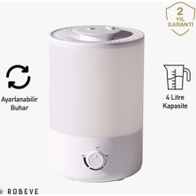 Esmo Home Robeve Rbh-02 Ultrasonik Hava Nemlendirici Aroma Difüzörü 4 Litre Buhar Makinesi 4l Nemlendirici - Otomatik Kapanma Sessiz Çalışma