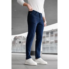Modamesto Erkek Lacivert Slim Fit Likralı Jean Pantolon