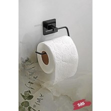 Sprout Store Haus Kare Yapışkanlı Açık Tuvalet Kağıtlığı Wc Kağıtlık Tutucu Siyah KS-001