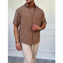 Modefendicom Kısa Kol Oversize Pamuklu Gömlek