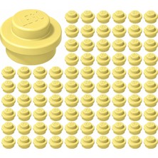 LEGO Yedek Parçalar: Plate Round 1X1: 100 Adet 1x1 Plate Round Parts Açık Sarı - Bright Light Yellow 4073