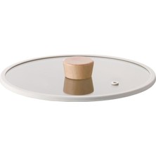 Misda Store Fika 24CM Düz Silikon Çerçeveli Cam Kapak Bej