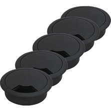 Sprout Store Masa Üstü Kablo Kanalı Deliği Kapağı Siyah Masa Kapağı 6 cm (5 Adet)