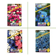 Sprout Store Special Seri (Çilek Papatyası - Mavi Papatya - Unutma Beni - Nobelya Maviş Çiçeği Tohumları)