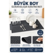 Evolis Kitchen Antrasit Bulaşık Matı Büyük Boy 44 x 33 cm Silikon Bulaşık Kurutma Matı Bulaşıklık Bulaşık Altlığı