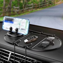 Sprout Store Içi Kaydırmaz Telefon Tutucu ve Torpido Düzenleyici – Numara Göstergeli, 360° Dönebilen, Çok Fonksiyonlu Kaymaz Silikon Mat – 25X18 Cm, Siyah