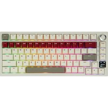 Sprout Store Ajazz AK820 Pro 3 Modlu%75 Mekanik Klavye, Tft Akıllı Ekran Gasket-Mounted Oyuncu Klavyesi, Bluetooth 5.1/2.4g Kablosuz/type-C Kablolu (AK820 Pro - Krem Kırmızı - Gift Switch)