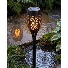 Urfakent Solar Alev Işıklı Bahçe Lambası Enerji Tasarruflu Sensörlü Dekoratif Dış Mekan Aydınlatma